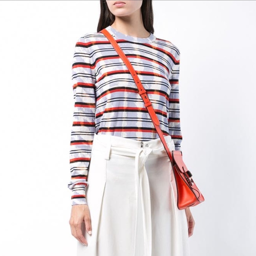 Proenza Schouler Striped Multicolor Long Sleeve Top, XS